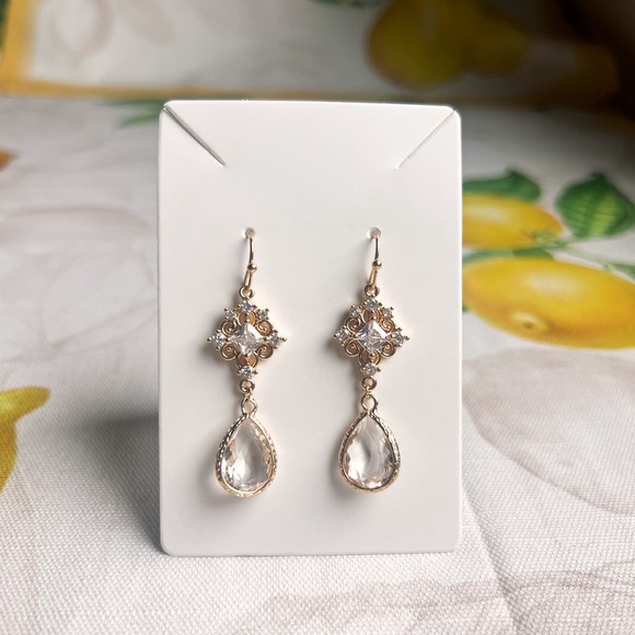 Boho Bridal Earrings Quartz Teardrop Bridgerton Jewelry Victorian Romantic 25$